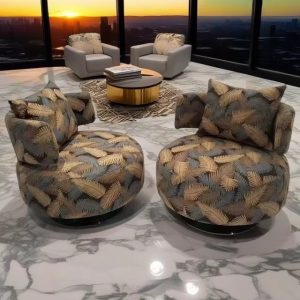 Comfortable Swivel Chair Living Room Single Sofa Chair Lightweight Round Soft Leather Design