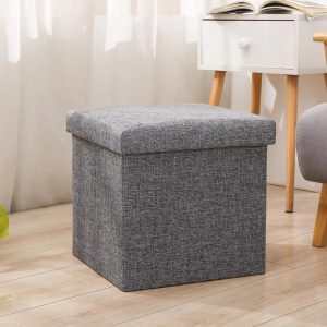 CARLFORD Versatile Storage Ottoman Fabric Stool with Tray Cover Modern Stool&ottoman for Living Room Bedroom