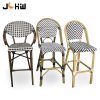 Customizable rattan outdoor hotel restaurant furniture cafe bistro bar stool metal outdoor garden bisto high bar chair