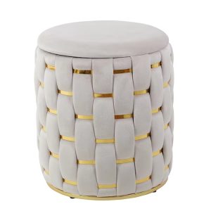 Modern Living Room Furniture Fabric Gold Side Velvet Ottoman Stool With Storage