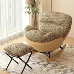 Eggshell Rocking Chair Recliner Lounger Sofa Indoor Adult Balcony Home Living Room Light Luxury Single Leisure Chair