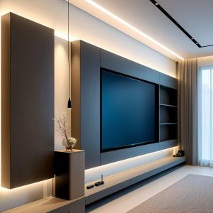 Modern TV cabinet Entertainment center TV cabinet with large dark storage in living room bedroom control table media cabinet