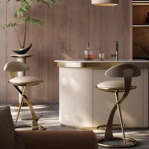 Luxury Modern Design Home Bar Living Room Hall Chair High Commercial Kitchen Stainless Steel Frame Genuine Dining Outdoor