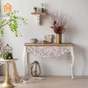 Mamba French Style Rectangular Shaped Entrance Table Living Room Furniture Rustic Classic Solid Wood