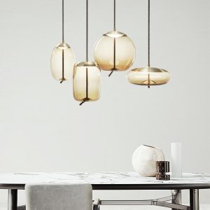 Nordic Simple Hemp Rope Blown Glass Dining Table for Restaurant Bar Featuring Chandeliers & Pendant Lights