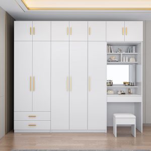 Customized Wardrobe Furniture Bedroom Set Hotel Home Solid Wood Large Wardrobe With Dressing Table