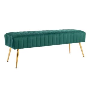 Living Room Luxury Furniture Bench Tufted Velvet Rectangle Ottoman Upholstered Bench