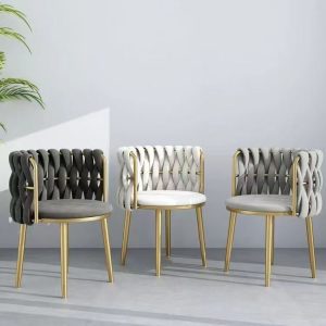 Luxury Modern Minimalist Dining Chair Wool Lamb Leisure Metal Legs Colored Hotel Restaurants Bar Living Room Furniture Bedroom