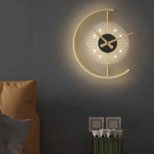 Modern Creative LED Wall Lamp with Clock Simple Ambient Light for Bedroom Living Room Background Wall Modern Decorative Piece