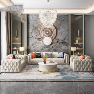 Modern Luxury White Gold Minimalist Home Furniture Living Room Sofa Set 1+2+3 Seater Upholstered L Shape Leather Sectional Couch