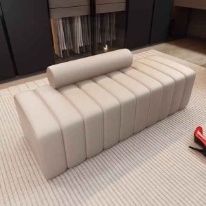 Modern Home Entrance Bench Round Living Room Furniture Ottoman White Sofa Bedroom Bench Stool